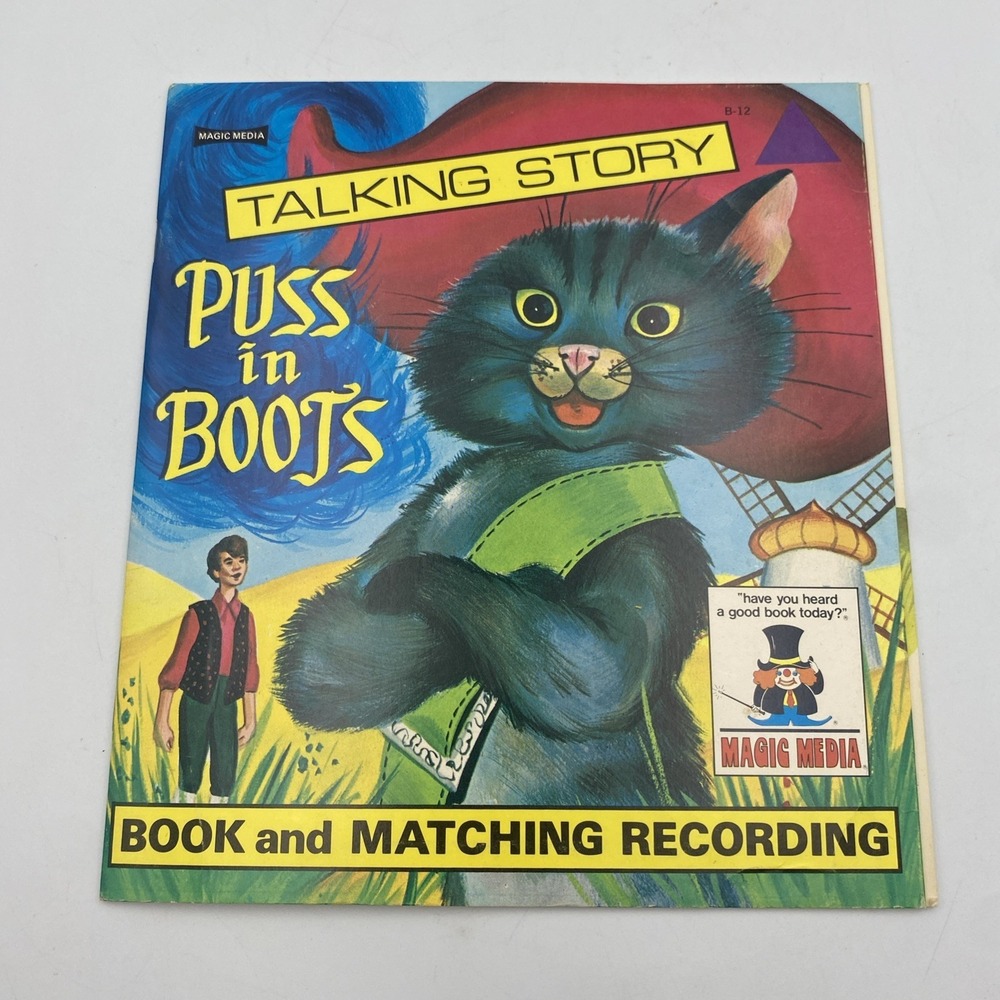 Vintage Puss in Boots Talking Story Book & Matching Recording‎ Magic Media 1976